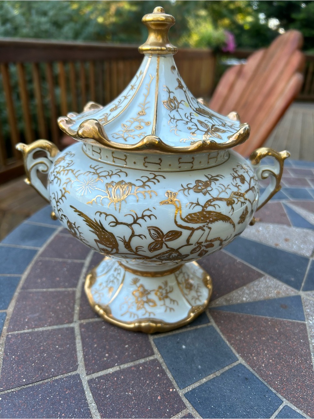 Authentic Ardalt #6428 White Porcelain & 22K Raised Gold Hand Painted Tureen MCM